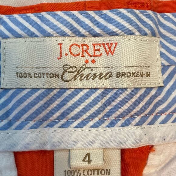 J. Crew Chino Broken In Mid-Rise Chino Shorts Orange Knit Classic Fit 4 - Picture 3 of 4
